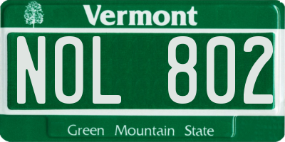 VT license plate NOL802