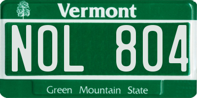 VT license plate NOL804