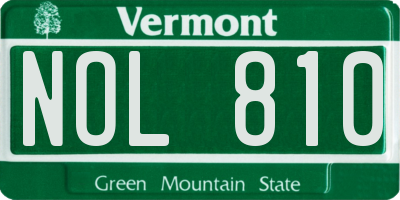 VT license plate NOL810