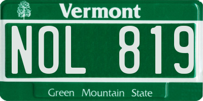 VT license plate NOL819