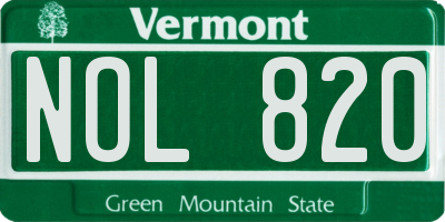 VT license plate NOL820