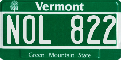 VT license plate NOL822