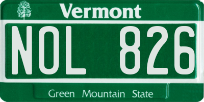 VT license plate NOL826