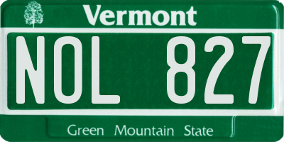 VT license plate NOL827