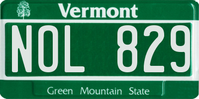 VT license plate NOL829