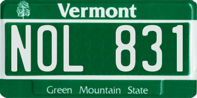VT license plate NOL831