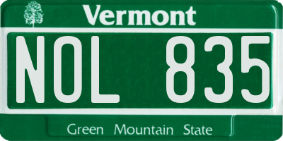 VT license plate NOL835