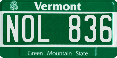 VT license plate NOL836