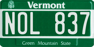 VT license plate NOL837