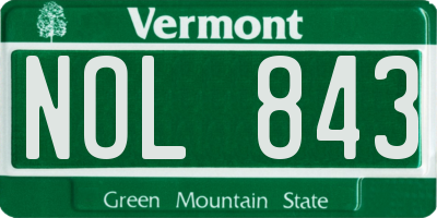VT license plate NOL843