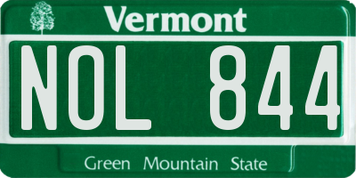 VT license plate NOL844