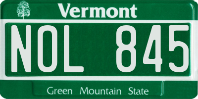 VT license plate NOL845