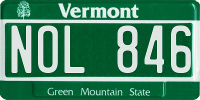 VT license plate NOL846