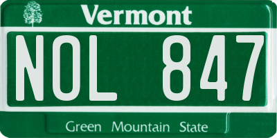 VT license plate NOL847