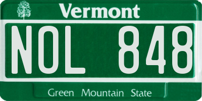 VT license plate NOL848