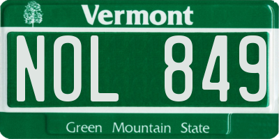 VT license plate NOL849