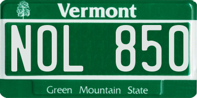 VT license plate NOL850