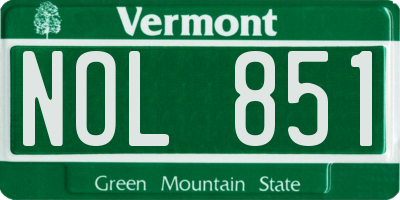 VT license plate NOL851