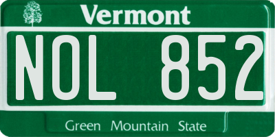 VT license plate NOL852