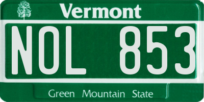 VT license plate NOL853