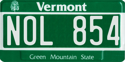 VT license plate NOL854