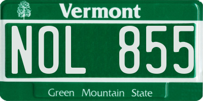 VT license plate NOL855