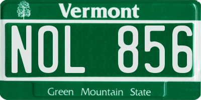 VT license plate NOL856