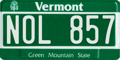 VT license plate NOL857