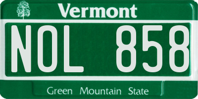 VT license plate NOL858