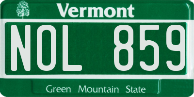 VT license plate NOL859