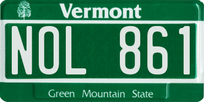 VT license plate NOL861