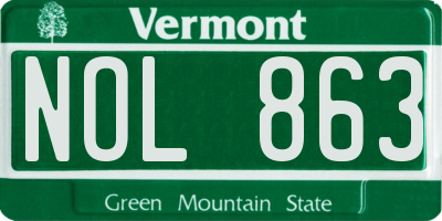 VT license plate NOL863