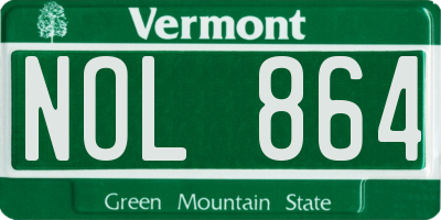 VT license plate NOL864