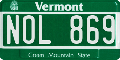 VT license plate NOL869