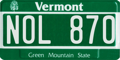 VT license plate NOL870