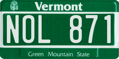 VT license plate NOL871
