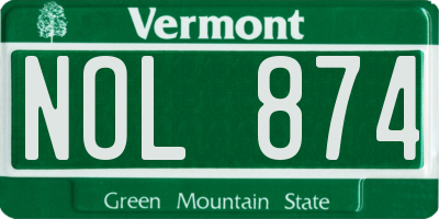 VT license plate NOL874