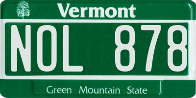 VT license plate NOL878