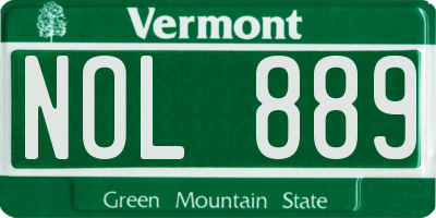 VT license plate NOL889