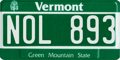 VT license plate NOL893