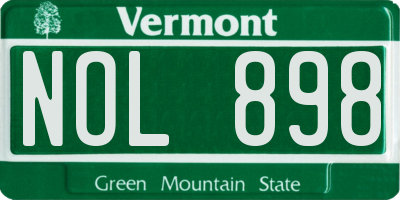 VT license plate NOL898