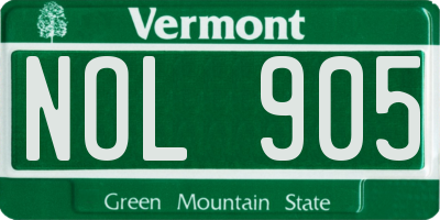 VT license plate NOL905
