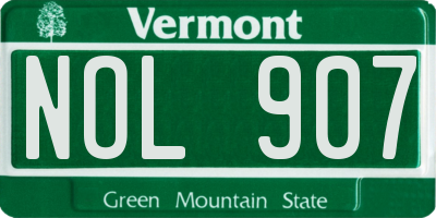 VT license plate NOL907