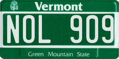 VT license plate NOL909