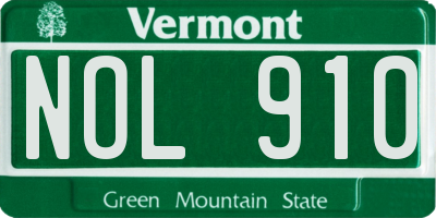 VT license plate NOL910