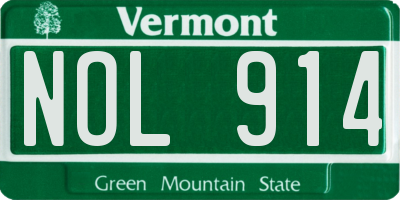 VT license plate NOL914