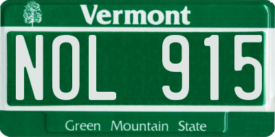 VT license plate NOL915