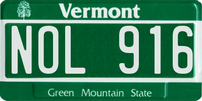 VT license plate NOL916