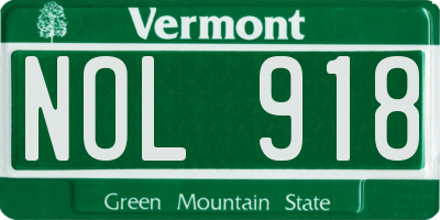 VT license plate NOL918