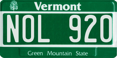 VT license plate NOL920